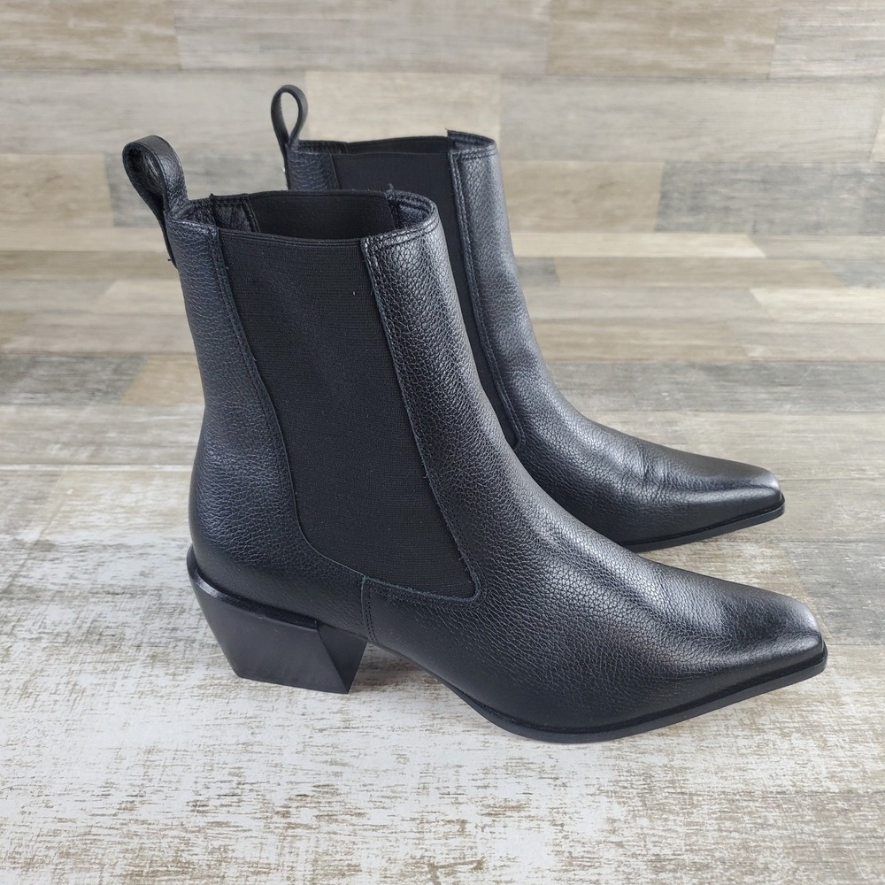 Matisse Womens Chelsea Boot Sz 10 M Black Leather Elastic Gore Block Heel